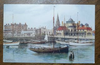 Lowestoft,  The Yacht Basin,  By A.  R.  Quinton.  Vintage Postcard