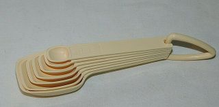 Vintage Tupperware Set Of 7 Measuring Spoons,  Almond