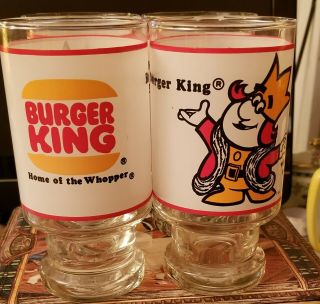 Vintage 1970s Burger King Home Of Whopper Drinking Glass With The King