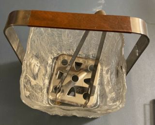 Vintage Hoya Square Ice Bucket Melting Ice Cube Danish Modern Glass With Acces. 2