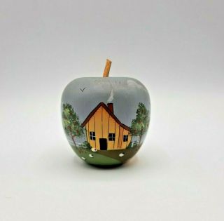Vintage 1991 Hand Painted Wooden Apple Amish Farm Countryside