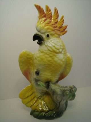 Vintage Maddux Of California Yellow Ceramic Cockatoo Planter Figurine