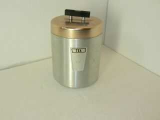 Mcm Vtg Maid Of Honor Spun Aluminum 6 " Inch Tea Canister W/ Copper Top Guc
