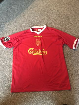Vintage Liverpool Reebok Football Shirt Size Large - Champions League Badge