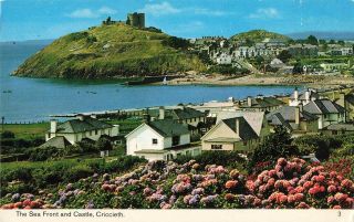 Rare Vintage Postcard - The Sea Front & Castle,  Criccieth - Gwynedd,  Wales.