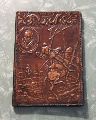 Vintage Embossed Leather Spanish Wallet Folder - Man Of La Mancha Don Quixote