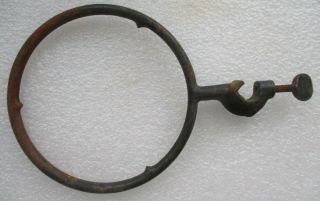 Vintage Cast Iron Bunsen Burner Lab Retort Ring Holder W/ Clamp 6 "