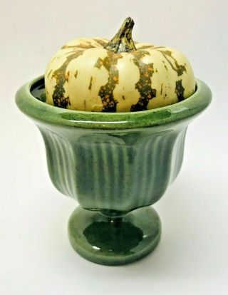 Vintage? Ceramic Green Footed Flower Plant Pot Planter Mid Century Cute