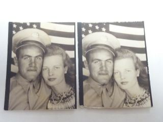 Vintage Photo Booth Soldier And His German Wife Late 40s,  Early 50s