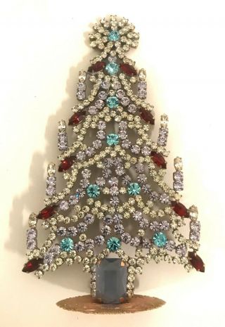 Czech Art Deco Vintage Rhinestone Christmas Tree Husar.  D 5