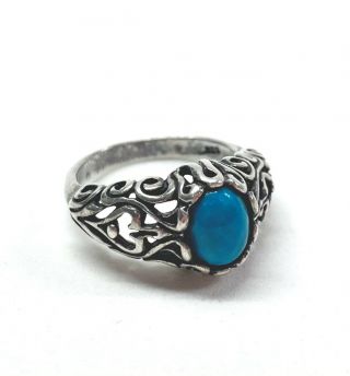 Vintage Southwest Style Sterling Silver Ring 925 Turquoise Size 6