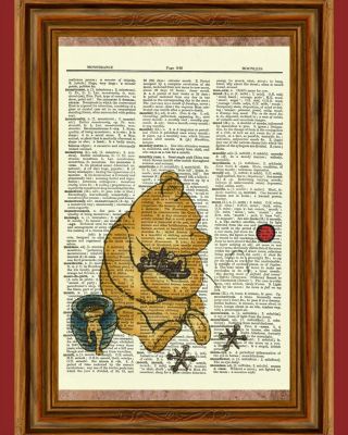 Winnie The Pooh Dictionary Art Print Picture Poster Classic Jacks Vintage Book