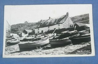 Vintage Real Photo Postcard The Slipway Sennen Cove Cornwall Posted 1954 (j1f)
