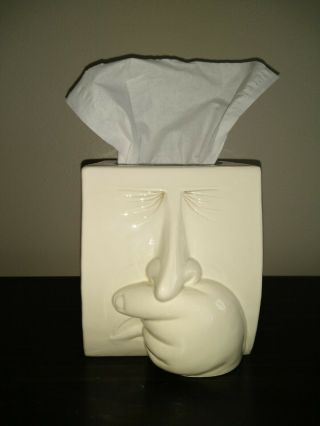 Vintage Fitz & Floyd Sneezing Man Ceramic Tissue Box Cover