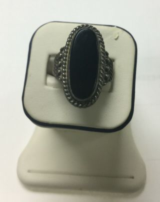 Vintage Sterling Silver Black Onyx Ring Size 8.  5 Navajo Design Old