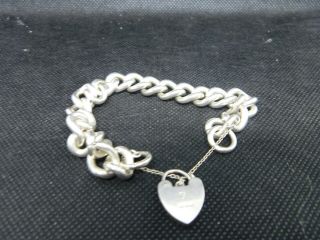 54.  5g Vintage Solid Silver Fully Hallmarked Heart Lock Link Bracelet