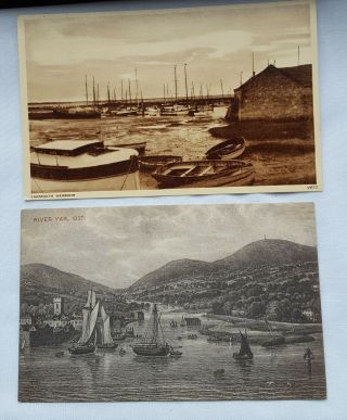 2 X Vintage Postcards Of Yarmouth,  Isle Of Wight - Engraving Of River Yar 1837,