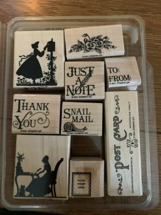 Stampin Up Vintage Postcard 9 Stamp Set Thank You Note Silhouette Snail Mail 