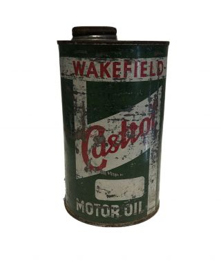 Vintage Wakefield Castrol Motor Oil Tin 1 Imp.  Quart