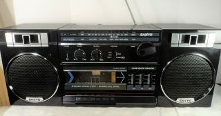 Vtg Sanyo Boombox Ghetto Blaster Radio Cassette Detachable Speakers M9716