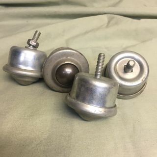 Vintage Roller Steel Ball Bearing Wheel Caster With Threaded Stems Set Of 4