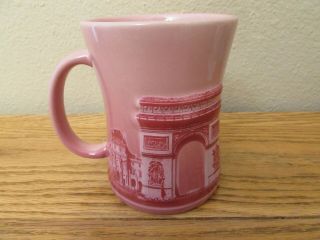 Paris Eiffel Tower Large Tall Coffee Mug Cup modele depose Pink Mauve 3D Relief 2