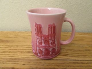 Paris Eiffel Tower Large Tall Coffee Mug Cup modele depose Pink Mauve 3D Relief 3