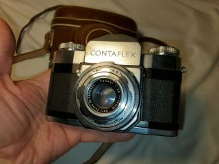 Carl Zeiss Ikon Contaflex Vintage 35mm Camera 45mm F/1:2.  8 Tessar Lens W/ Case