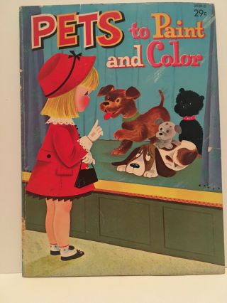 Vintage Pets To Paint And Color Coloring Book 1961 Mcmlxi No.  2930 - D
