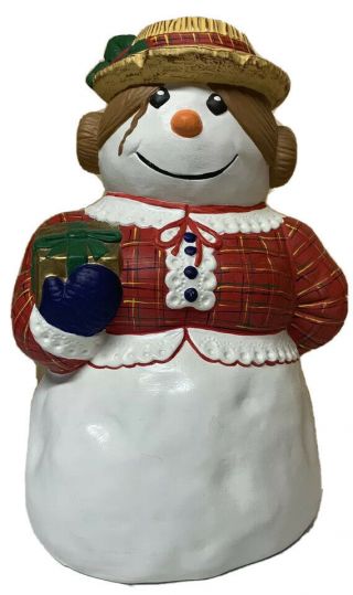 Vintage 1978 Ceramic Christmas Snowman Woman Alberta 