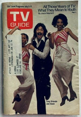 Vintage July 5,  1975 Tv Guide - Tony Orlando And Dawn