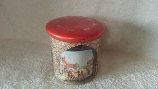 Vintage Biscuit Cookie Tin English Farming Village Fox Hunting Made In England