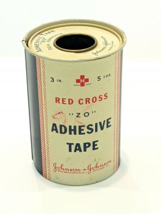 Vintage Red Cross Adhesive Tape " Zo " 3 " X 5 Yds Dispenser Tin Prop Advertising