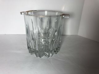 Vintage Crystal Cut Glass Ice Bucket With Handles Made In Italy