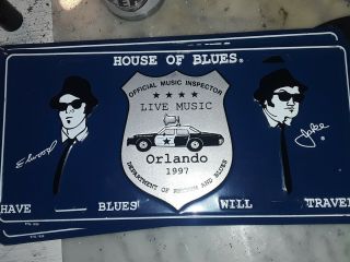 Vintage 1997 House Of Blues Orlando Blues Brothers License Plate