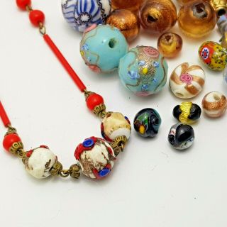 Vintage Antique Murano Venetian Glass Necklace Beads Loose Repair Bundle 44 3
