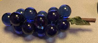 Vintage Mid - Century Lucite Acrylic Grapes Cobalt Blue Purple