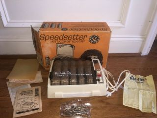 Vtg Ge Speedsetter Mist Dry Hair Curlers Hcd - 4 Hairsetter Rollers Box