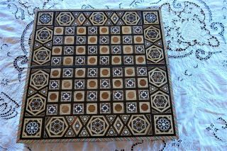 Vintage Inlay Syrian Chess / Backgammon Board Box Wood 15.  75 "