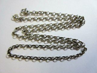 Vintage Sterling Silver 24 " Long Belcher Link Necklace,  Chain - 9.  9g