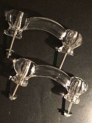 Pair Vintage Clear Glass Handles Drawer Cabinet Pulls