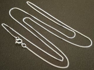 Vintage 9ct White Gold 18 " Fine Flat Curb Link Chain Necklace