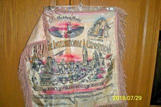 Golden Gate International Exposition 22 " Silk Pillow Cover W/fringe Usa