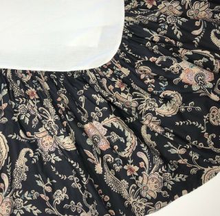 Vintage Ralph Lauren Alexandra Black Floral Bedskirt Dust Ruffle Queen 16 " Drop