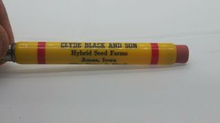 Vintage " Clyde Black And Son Hybrid Seed Farms,  Ames,  Iowa " Bullet Pencil