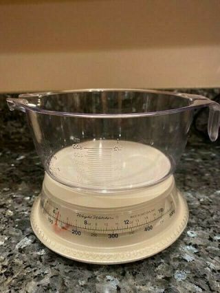 Vintage Weight Watchers Round Food Scale And Measuring Bowl 2 Cup Clear