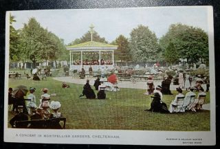 Old/vintage Colour Postcard Of Cheltenham: Montpellier Gardens Concert,  Burrows