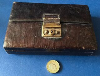 Antique Travel Jewellery Case/ Box,  Compartmental,  Dark Brown Leather,  1920’s