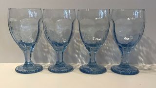 Libbey Chivalry Blue - Water/iced Tea Goblets - Set Of Four - Euc