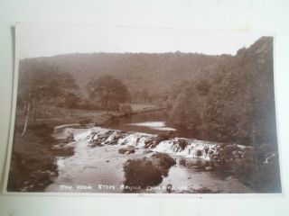Vintage Rp Postcard The Weir Steps Bridge Dunsford Exeter